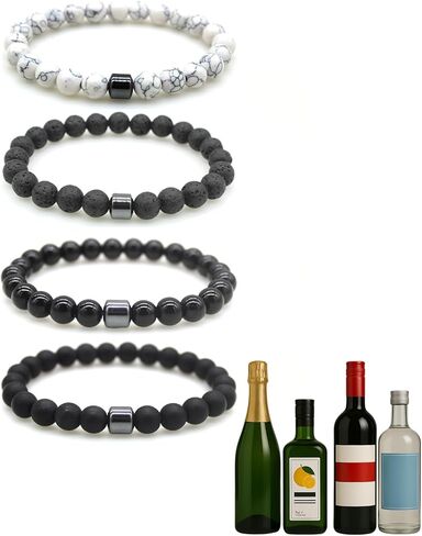 Glame Anti Alcohol Bracelet for Men Women Stop Drinking Alcohol Manifestation Hematite Abstinence Assistance Natural Stone Bracelets Calming Anxiety Healing Bracelets Jewelry Anxiety Stress Relief Gifts in Saudi Arabia