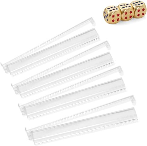 Mahjong All-in-One Tile Rack & Pusher, Acrylic Mahjong Combo, Enhanced Mah Jongg Tile Holders Set of 4 with 3 Goldern Dics (White) in Kuwait