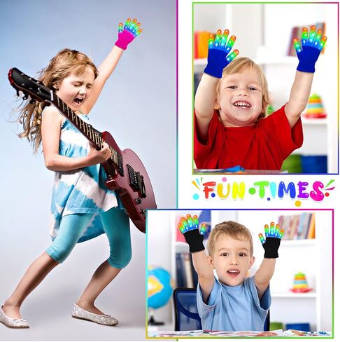 Gifts for 4 5 6 7 8 9 Year Old, LED Gloves Birthday Gifts for Boys Girls Age 3-10 Easter for 5-10 Year Old Girls Boys Stocking Stuffers - Black in Saudi Arabia