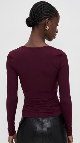 Susana Monaco Women's Straight Front Gathered Long Sleeve Top in Saudi Arabia