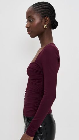 Susana Monaco Women's Straight Front Gathered Long Sleeve Top in Saudi Arabia