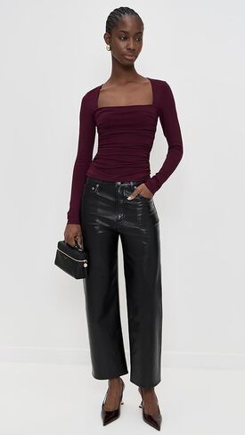 Susana Monaco Women's Straight Front Gathered Long Sleeve Top in Saudi Arabia
