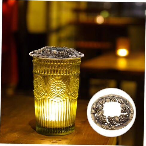 TEHAUX 2 قطعة غطاء شمعة مزخرف معدني لجرة شموع معطرة غطاء غطاء مجوف Antiqued القبعات العالية ديكور المنزل الإكسسوارات in Kuwait