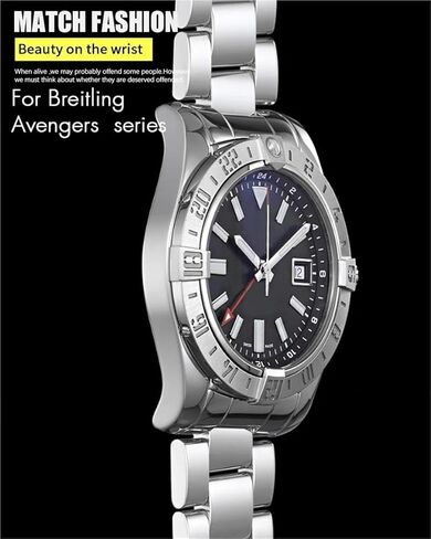 سوار ساعة صلب من الفولاذ المقاوم للصدأ بطرف منحني 22 مم، لأساور حزام ساعة بريتلينغ أفينجر الفضية in Kuwait