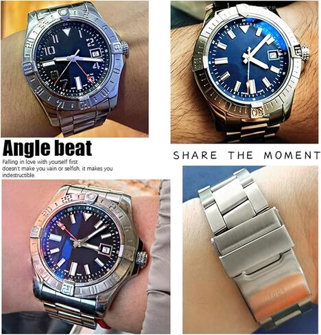 سوار ساعة صلب من الفولاذ المقاوم للصدأ بطرف منحني 22 مم، لأساور حزام ساعة بريتلينغ أفينجر الفضية in Kuwait