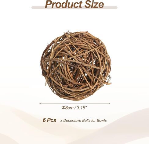 PATIKIL 3 Inch Wicker Rattan Balls, 6 Pcs Decorative Balls for Centerpiece Bowls Wedding Party Home Decor DIY Craft, Withered Tree in Saudi Arabia
