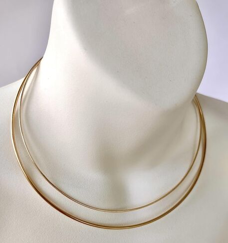 Handmade Choker Wire Necklace in Sterling Silver or 14 Karat Rolled Gold, Thick Wire Neck Collar in Kuwait