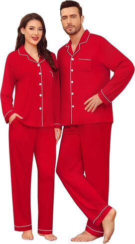 SWOMOG Matching Family Pajama Set Couple Christmas Printed Sleepwear Xmas Long Sleeve Lounge Set Men & Women Pjs Set in Saudi Arabia