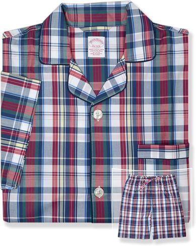 Brooks Brothers Mens Two Piece Pajama Short Sleeve Shirt and Shorts Lounge Set, in Saudi Arabia