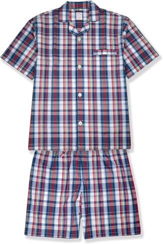 Brooks Brothers Mens Two Piece Pajama Short Sleeve Shirt and Shorts Lounge Set, in Saudi Arabia