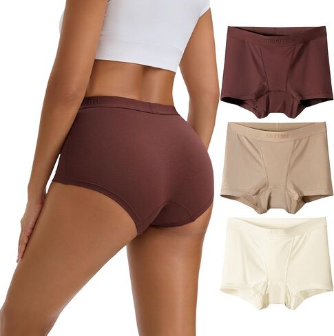سراويل داخلية نسائية للأولاد، ملابس داخلية من الخيزران الفسكوزي، ماصة للرطوبة، سراويل داخلية بتغطية كاملة، 3 قطع in Kuwait