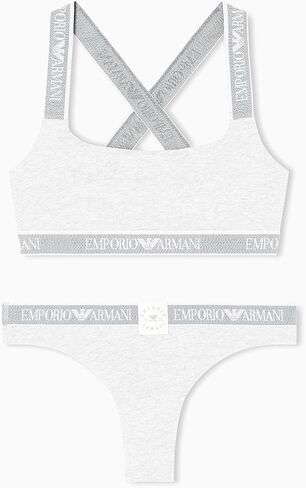 Emporio Armani Womens Iconic Logo Band Bralette and Brazilian Set in Saudi Arabia