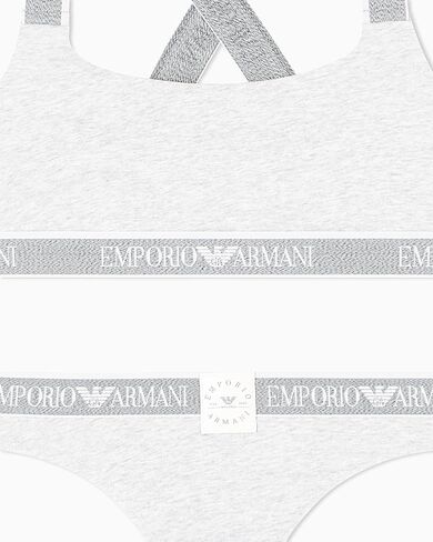 Emporio Armani Womens Iconic Logo Band Bralette and Brazilian Set in Saudi Arabia