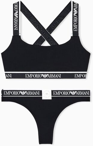 Emporio Armani Womens Iconic Logo Band Bralette and Brazilian Set in Saudi Arabia