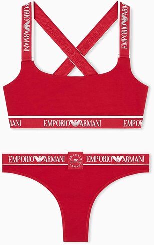 Emporio Armani Womens Iconic Logo Band Bralette and Brazilian Set in Saudi Arabia
