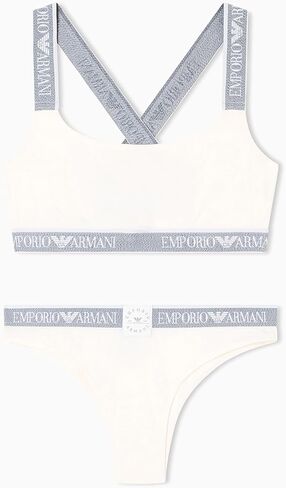 Emporio Armani Womens Iconic Logo Band Bralette and Brazilian Set in Saudi Arabia