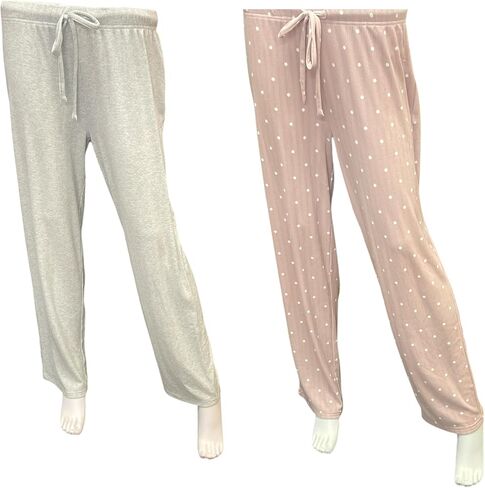 TAHARI Women's 2 Pack Straight Leg Drawstring Pajama Pants with Pockets in Saudi Arabia