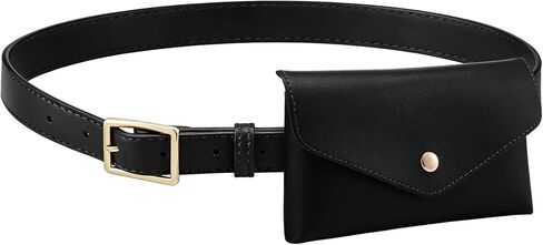 Eurzom PU Leather Waist Belt Bag for Women Adjustable Stylish Waist Pouch Equestrian Belt Bag for Daily Y2k Accessory (Black) in Saudi Arabia