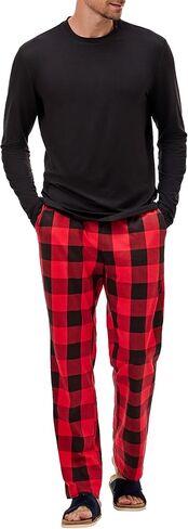 JMIERR Men's Pajamas Set 2 Piece Long Sleeve T-Shirt Loungewear Long Plaid Pants with Pocket in Saudi Arabia