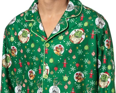 مجموعة بيجامة النوم الرجالية من INTIMO Shrek لعيد الميلاد على شكل حمار في الأحذية ذات الرقبة الطويلة وأزرار سفلية للنوم in Kuwait