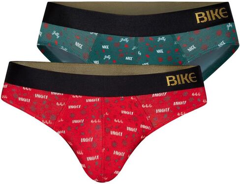 مجموعة هدايا الملابس الداخلية للرجال من Bike Naughty or Nice Holiday - مجموعة محدودة من قطعتين ثونغ وسروال قصير | مشروط لينة | تنفس، سريع الجفاف in Saudi Arabia