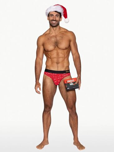 مجموعة هدايا الملابس الداخلية للرجال من Bike Naughty or Nice Holiday - مجموعة محدودة من قطعتين ثونغ وسروال قصير | مشروط لينة | تنفس، سريع الجفاف in Saudi Arabia