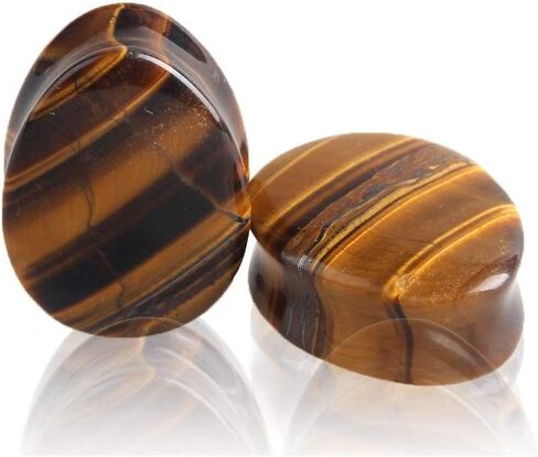 Teardrop Tiger Eye Ear Gauges Plugs Tunnels Expanders Natural Stone Double Flared Earrings Piercing Jewelry (3/4"(19mm)) in Saudi Arabia