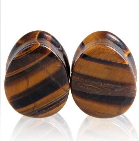 Teardrop Tiger Eye Ear Gauges Plugs Tunnels Expanders Natural Stone Double Flared Earrings Piercing Jewelry (3/4"(19mm)) in Saudi Arabia