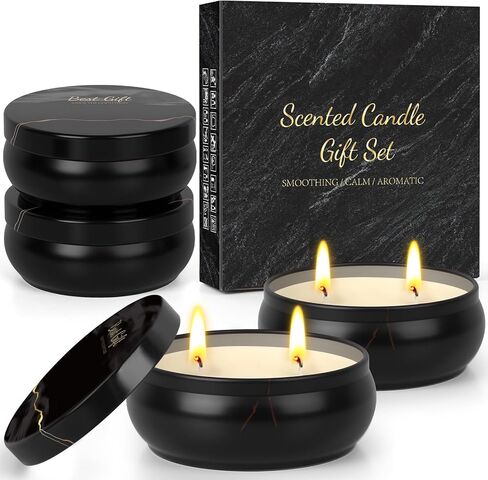 Mens Scented Candle Gift Set 4 Pack Men Candles for Home Scented, 24oz Soy Candle 240 Hour Mens Scented Candle Gift Set for Dad, Boyfriend, Husband Birthday, Valentine, Christmas, Anniversary Present in Saudi Arabia