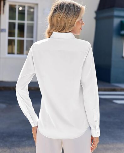 siliteelon Women Button Down Shirts Dress Shirts Long Sleeve Classic-Fit Cotton in Kuwait