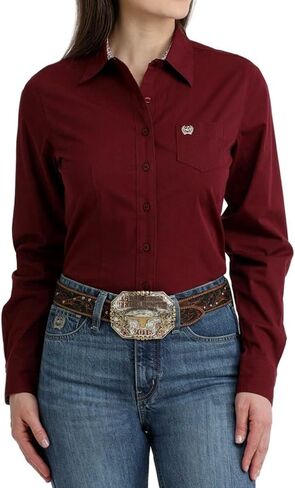 Cinch Women's Burgundy Stripe Shirt in Saudi Arabia