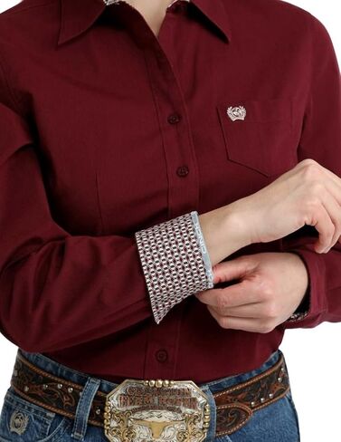 Cinch Women's Burgundy Stripe Shirt in Saudi Arabia