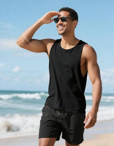 Men’s Active Quick Dry Y-Back Tank Tops UPF 50+ Sleeveless Muscle Shirts Performance Workout Cut Off Shirt in Saudi Arabia