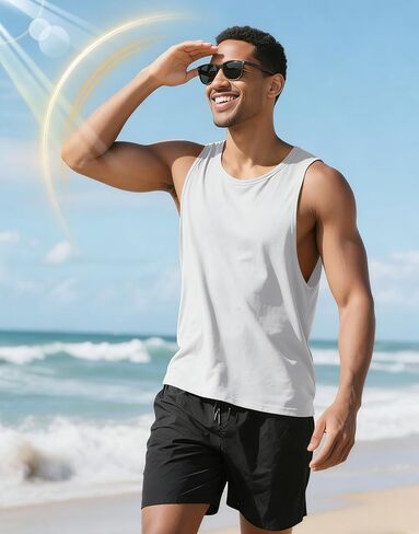 Men’s Active Quick Dry Y-Back Tank Tops UPF 50+ Sleeveless Muscle Shirts Performance Workout Cut Off Shirt in Saudi Arabia