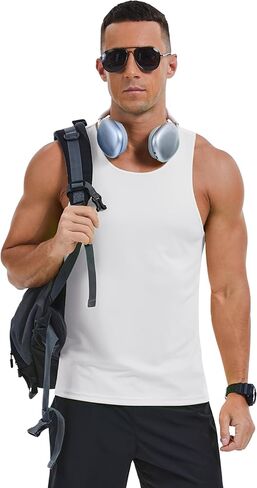 Men’s Active Quick Dry Y-Back Tank Tops UPF 50+ Sleeveless Muscle Shirts Performance Workout Cut Off Shirt in Saudi Arabia