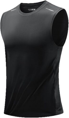 Men's Athletic Tank Top Sleeveless Quick Dry Gym Workout Tee Breathable Tight Muscle Bodybuilding Undershirt in Saudi Arabia