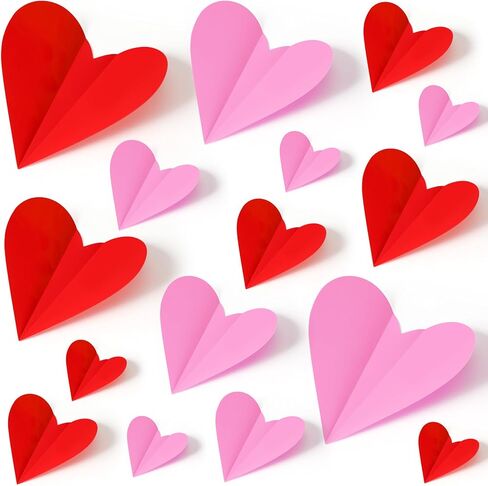 NOVWANG 120 PCS Valentines Day Wall Decorations, 3D Heart Red Rose Pink Valentine Wall Stickers Wall Decals, for Wedding Anniversary Party Bedroom Home Office Nursery Elementary Classroom Decor in Kuwait