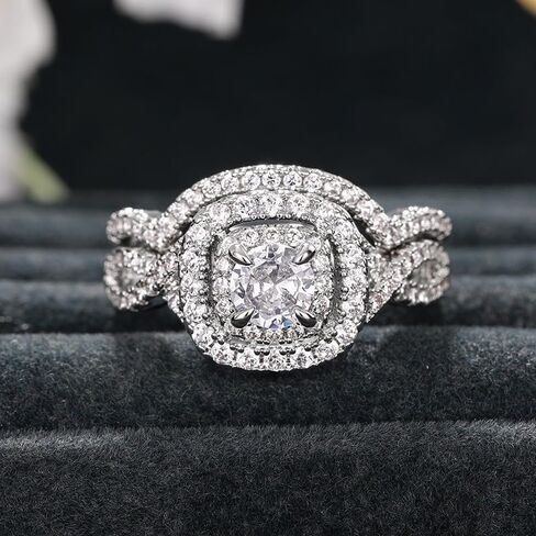 النهاية والخلود 1 قيراط 2 في 1 خاتم زفاف بريال مجموعة تشيكوسلوفاكيا مكعب زركونيا 14K مطلية بالذهب خاتم الخطوبة وعد الفرقة الدائري in Saudi Arabia