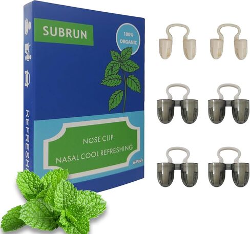 Peppermint Nose Clip 6-Pack, Nasal Diffuser Self Care, Natural Mint Oil Aromatherapy for Breathing Under Your Mask/Driving/Working/Study, Instant Energy Boost Nasal Congestion Relief, 48-Hour Lasting in Saudi Arabia