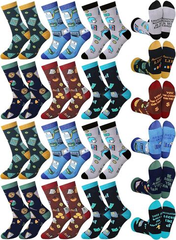 12 Pairs Funny Accountant Gifts Sock Bulk Christmas Accounting Gifts for Men Women Novelty Breathable Cotton Accountant Crew Sock for Accounting Cpa Nerd Boss Coworkers Birthday Graduation in Saudi Arabia
