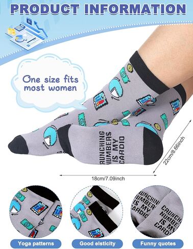 12 Pairs Funny Accountant Gifts Sock Bulk Christmas Accounting Gifts for Men Women Novelty Breathable Cotton Accountant Crew Sock for Accounting Cpa Nerd Boss Coworkers Birthday Graduation in Saudi Arabia