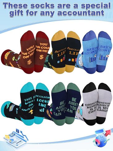 12 Pairs Funny Accountant Gifts Sock Bulk Christmas Accounting Gifts for Men Women Novelty Breathable Cotton Accountant Crew Sock for Accounting Cpa Nerd Boss Coworkers Birthday Graduation in Saudi Arabia