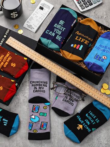 12 Pairs Funny Accountant Gifts Sock Bulk Christmas Accounting Gifts for Men Women Novelty Breathable Cotton Accountant Crew Sock for Accounting Cpa Nerd Boss Coworkers Birthday Graduation in Saudi Arabia
