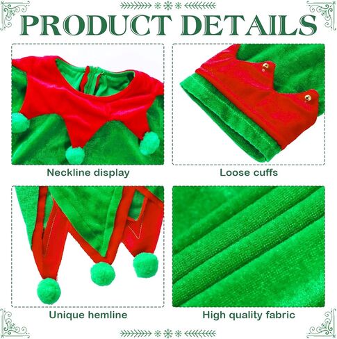 Elf Costume for Women Christmas Deluxe Dress Festival Outfit With Hat and Ears Socks Shoes for Xmas Party Cosplay in Saudi Arabia
