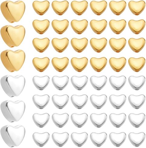 1 Box 500Pcs Metal Heart Beads Silver Love Spacer Bead Bulk Alloy Small Hole Valentine's Day Love Hearts Spacers Charm Loose Beads for Bracelets Jewelry Making Necklace Earrings DIY Crafts in Saudi Arabia