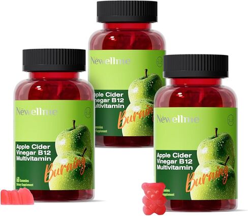 NEWELLME ACV Gummies with The Mother & B12 – Sugar-Free, Great-Tasting Vegan Gummies for Digestion, Metabolism & Daily Energy Support, 60 Count in Saudi Arabia