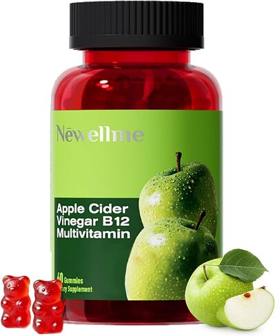 NEWELLME ACV Gummies with The Mother & B12 – Sugar-Free, Great-Tasting Vegan Gummies for Digestion, Metabolism & Daily Energy Support, 60 Count in Saudi Arabia