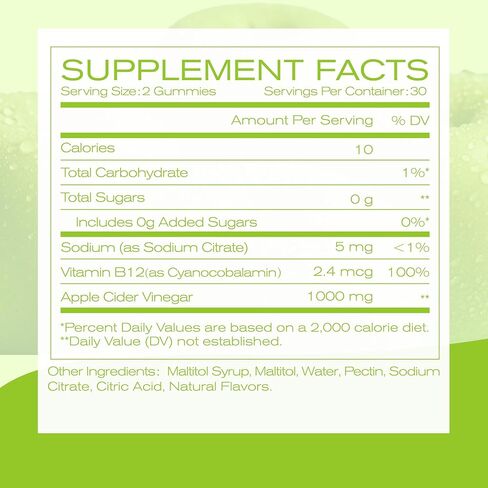 NEWELLME ACV Gummies with The Mother & B12 – Sugar-Free, Great-Tasting Vegan Gummies for Digestion, Metabolism & Daily Energy Support, 60 Count in Saudi Arabia