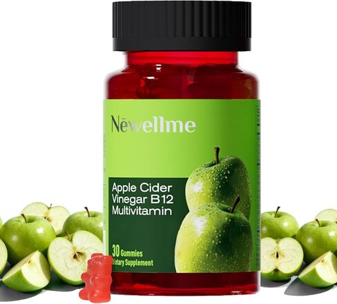 NEWELLME ACV Gummies with The Mother & B12 – Sugar-Free, Great-Tasting Vegan Gummies for Digestion, Metabolism & Daily Energy Support, 60 Count in Saudi Arabia