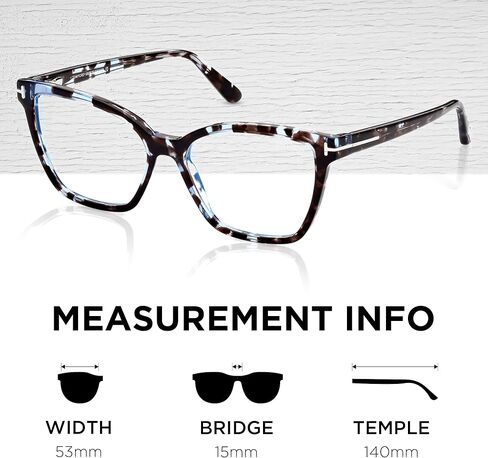 إطار نظارة طبية على شكل فراشة من Tom Ford FT5812-B + حزمة مع طقم تنظيف النظارات eSHADES، 53 مم، لون هافان (53 مم) in Kuwait